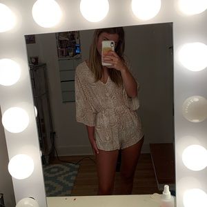 White and Beige Printed romper